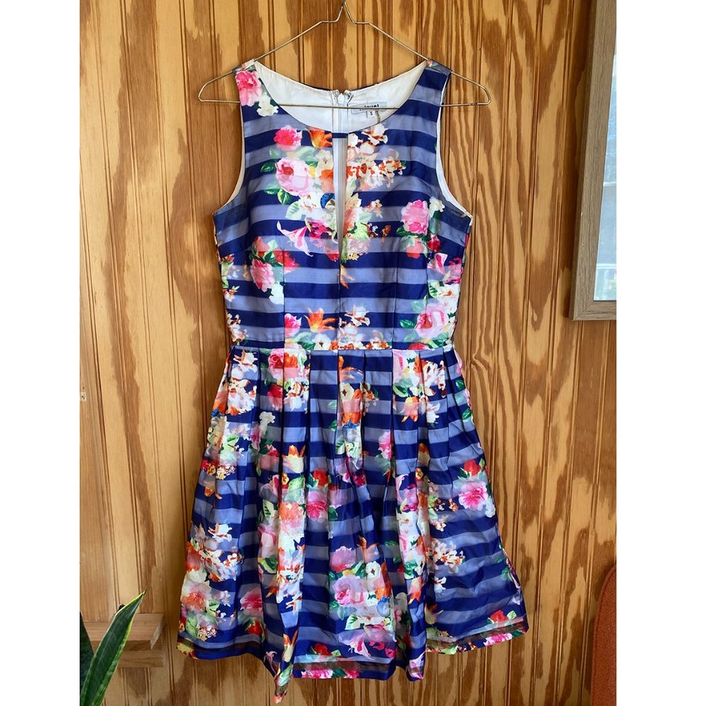 Minuet Floral Keyhole Cocktail/Wedding Guest Spring Summer Dress Size Small